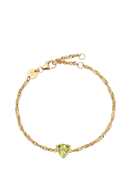 Daisy London Birthstone Bracelet, August/Peridot, Yellow Gold