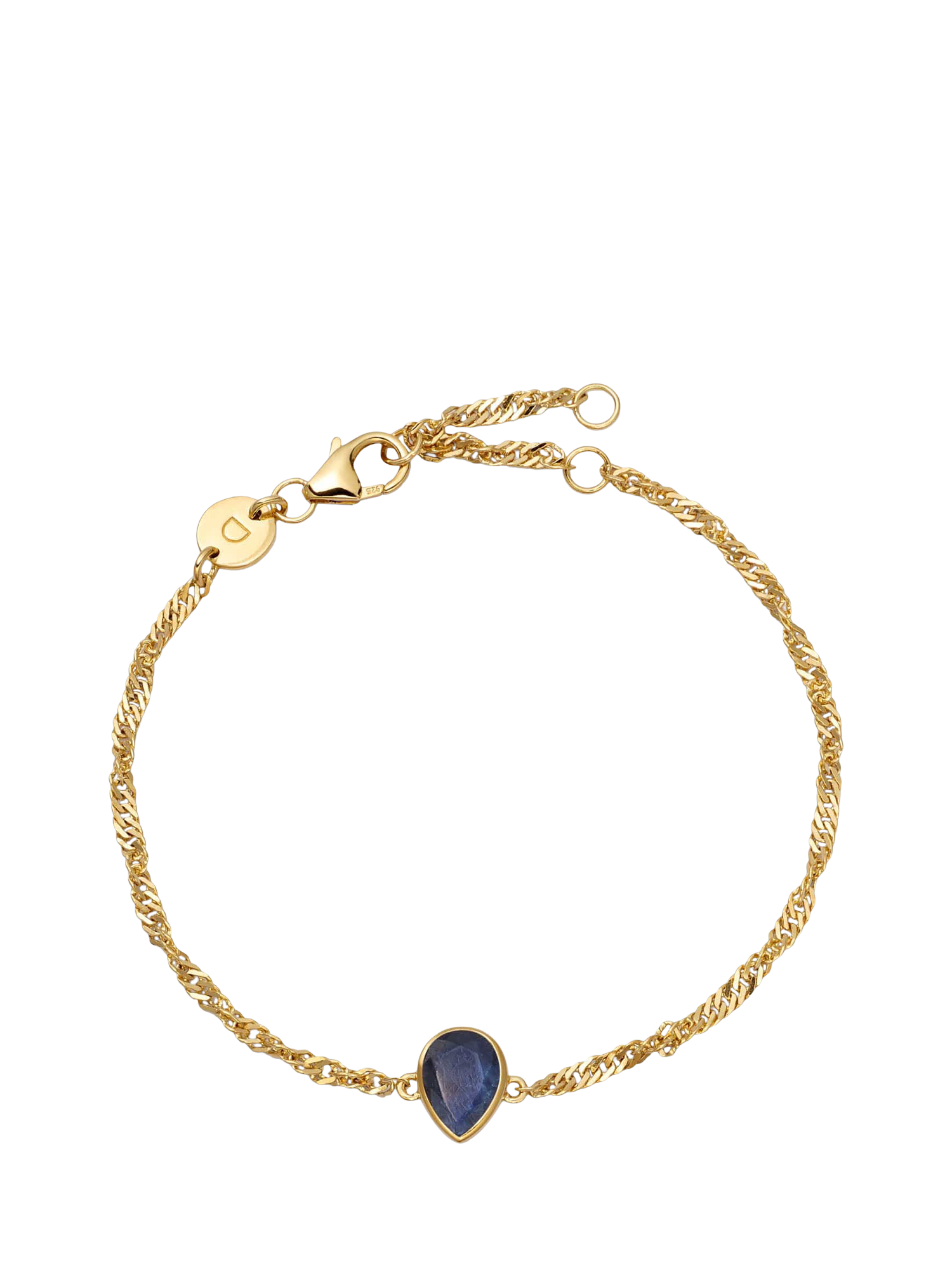 Product image 1 of 3, which shows Daisy London Birthstone Bracelet, September/Sapphire, Yellow Gold