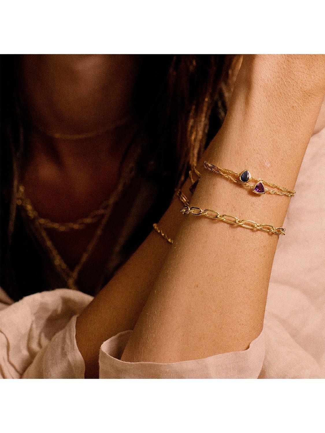 Product image 2 of 3, which shows Daisy London Birthstone Bracelet, September/Sapphire, Yellow Gold