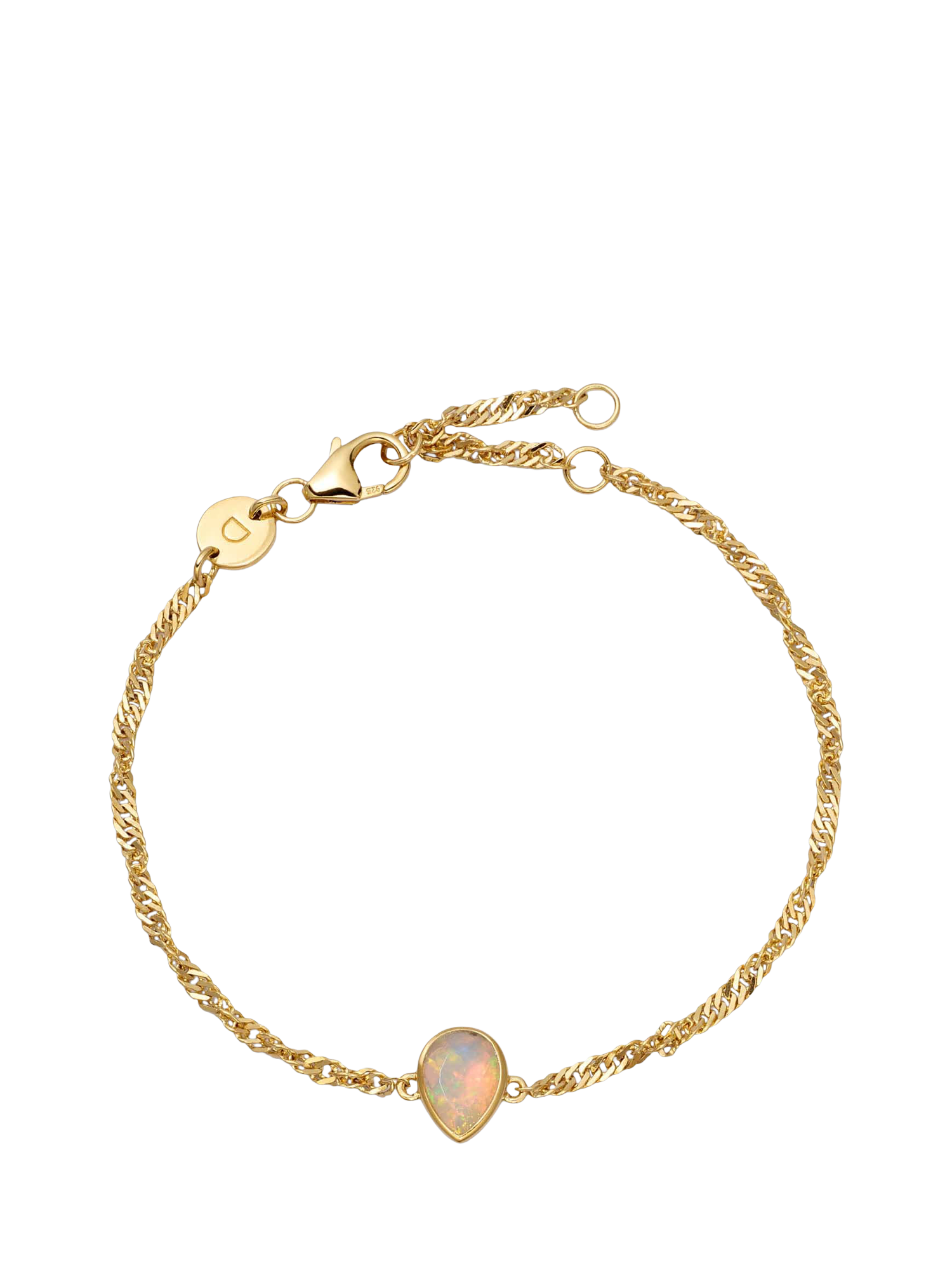 Product image 1 of 3, which shows Daisy London Birthstone Bracelet, October/Opal, Yellow Gold