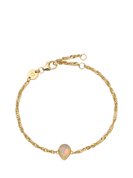 Daisy London Birthstone Bracelet, October/Opal, Yellow Gold