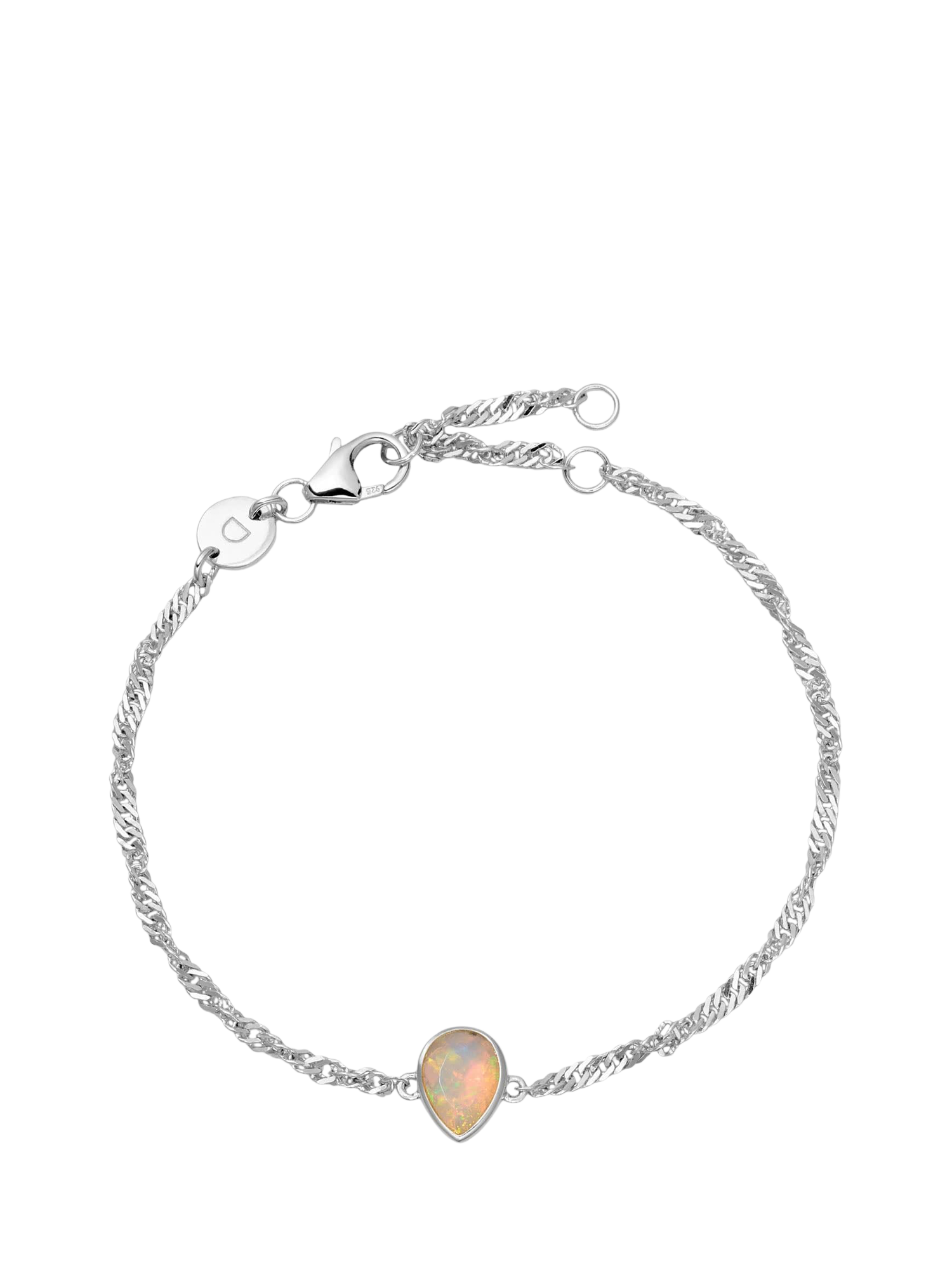 Product image 1 of 3, which shows Daisy London Birthstone Bracelet, October/Opal, Silver