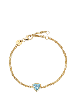 Daisy London Birthstone Bracelet, December/Blue Topaz, Yellow Gold