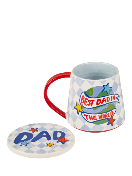 Eleanor Bowmer 'Best Dad' Fine China Mug & Coaster Set, 535ml, Multi