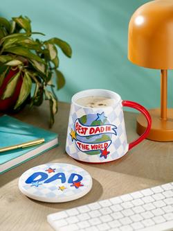 Eleanor Bowmer 'Best Dad' Fine China Mug & Coaster Set, 535ml - view 2, Multi