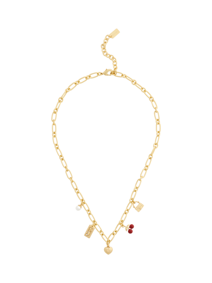 Coach Open Link Charm Necklace, Red, Red