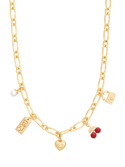 Coach Open Link Charm Necklace, Red - view 2, Red