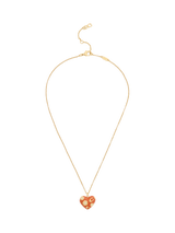 Coach Floral Heart Necklace, Brown