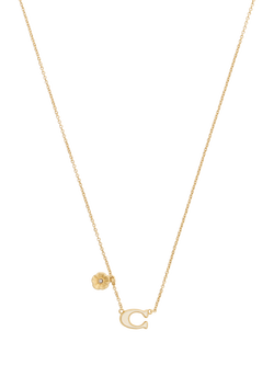 Coach Sculpted C Chain Necklace, Chalk - view 2, Chalk