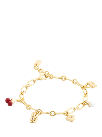 Coach Chain Link Charm Bracelet, Red, Red