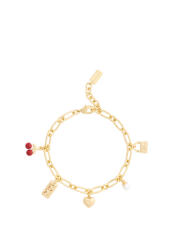 Coach Chain Link Charm Bracelet, Red - view 2, Red