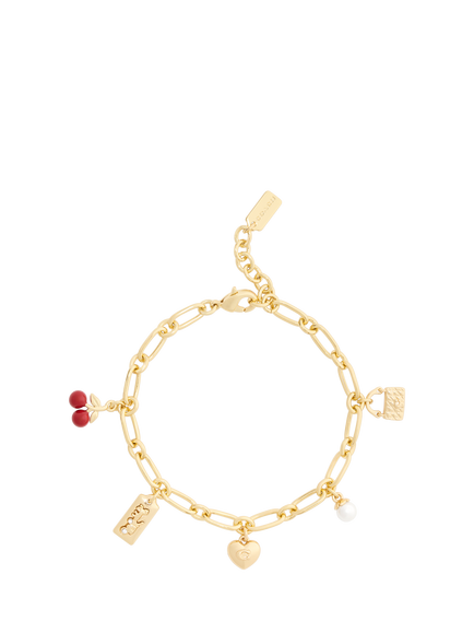 Coach Chain Link Charm Bracelet, Red - view 2, Red