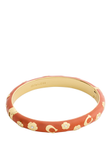 Coach Sculpted C Floral Hinged Bangle Bracelet, Brown