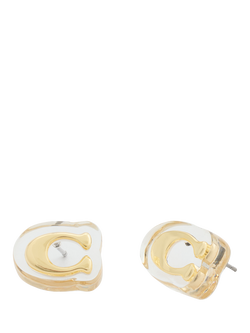 Coach Signature Sculpted C Stud Earrings, Gold, Gold