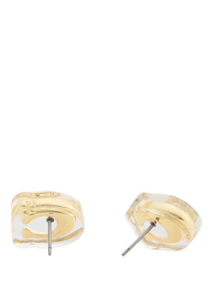 Coach Signature Sculpted C Stud Earrings, Gold - view 2, Gold