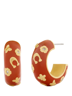 Coach Signature C Open Hoop Earrings, Brown, Brown