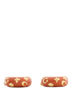 Coach Signature C Open Hoop Earrings, Brown - view 2, Brown