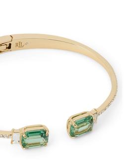 Lauren Ralph Lauren Erinite Stone Cuff Bracelet, Gold/ Green - view 2, Gold/ Green