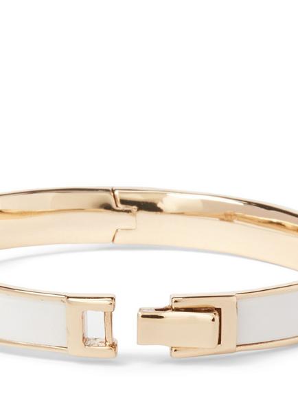 Lauren Ralph Lauren Monogram Bangle, Gold/White - view 2, Gold/ White