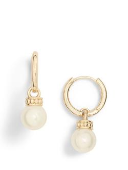 Lauren Ralph Lauren Pearl Drop Earrings, Gold/ White - view 2, Gold/ White