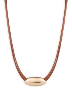 Lauren Ralph Lauren Lather Pendant Necklace, Gold/ Brown, Gold/ Brown