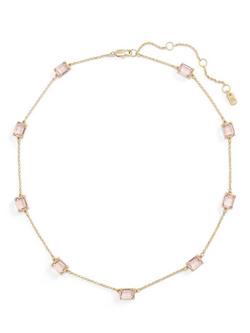 Lauren Ralph Lauren Crystal Stone Chain Necklace, Gold/ Pink