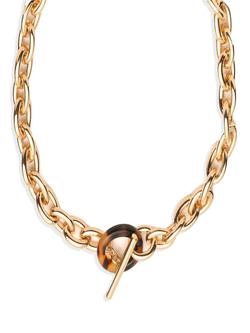 Lauren Ralph Lauren Link Chain Toggle Necklace, Gold/ Tortoise, Gold/ Tortoise