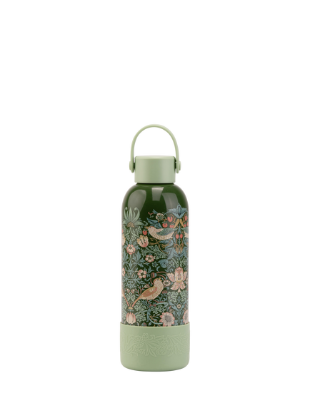 William Morris At Home Kitchen Garden Strawberry Thief Drinks Bottle, 500ml, Green, Green