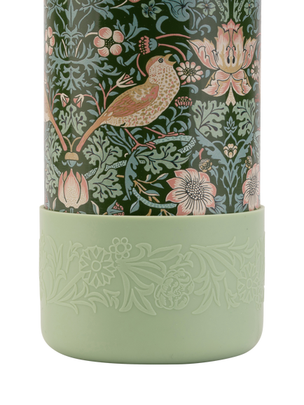 William Morris At Home Kitchen Garden Strawberry Thief Drinks Bottle, 500ml, Green - view 2, Green