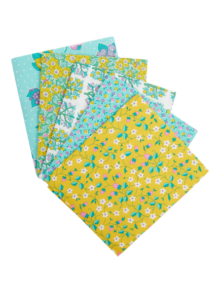 Liberty Fabrics Gifts From the Garden Lasenby Cotton Fat Quarter Quilting Fabric, Pack of 5, Green, Multi