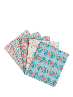 Liberty Fabrics Palace Gardens Lasenby Cotton Fat Quarter Quilting Fabric, Pack of 5, Blue/Pink, Multi