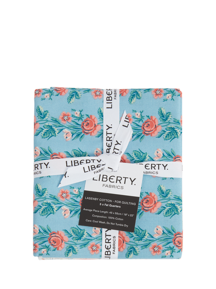 Liberty Fabrics Palace Gardens Lasenby Cotton Fat Quarter Quilting Fabric, Pack of 5, Blue/Pink - view 2, Multi