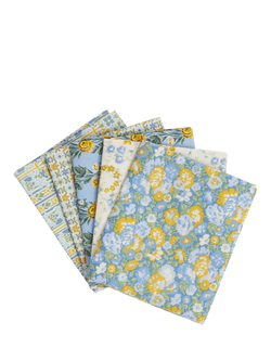 Liberty Fabrics Palace Gardens Lasenby Cotton Fat Quarter Quilting Fabric, Pack of 5, Blue/Yellow, Multi