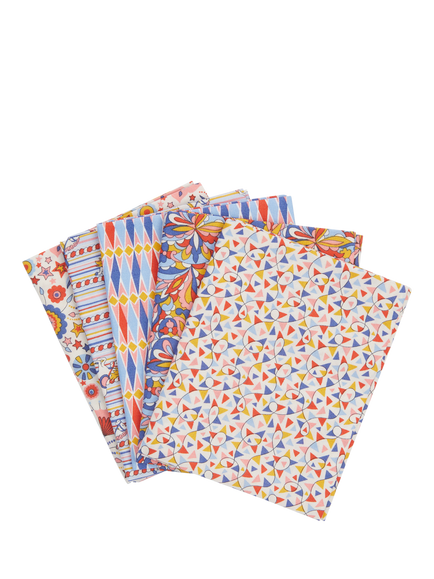 Liberty Fabrics Summer Fair Collection Fat Quarter Quilting Fabric, Pack of 5, Blue/Red, Multi