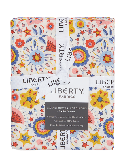 Liberty Fabrics Summer Fair Collection Fat Quarter Quilting Fabric, Pack of 5, Blue/Red - view 2, Multi