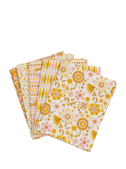 Liberty Fabrics Summer Fair Collection Fat Quarter Quilting Fabric, Pack of 5, Yellow, Multi