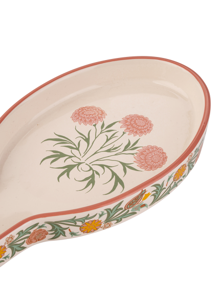 William Morris At Home Kitchen Garden Carnation Flower Stoneware Spoon Rest - view 2, Multi