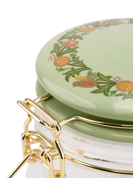 William Morris At Home Kitchen Garden Clip Top Glass Storage Jar, 1L, Clear Green - view 2, Clear Green