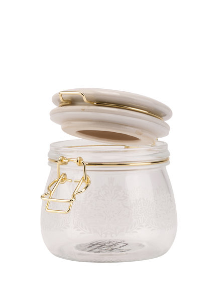 William Morris At Home Kitchen Garden Clip Top Glass Storage Jar, Clear Glass, 500ml - view 2, Clear Green