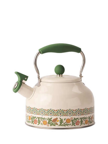 William Morris At Home Kitchen Garden Stovetop Kettle, 3L, White/Green, White Green