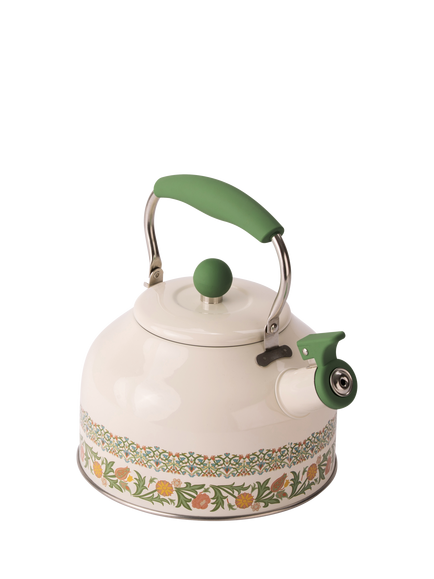 William Morris At Home Kitchen Garden Stovetop Kettle, 3L, White/Green - view 2, White Green