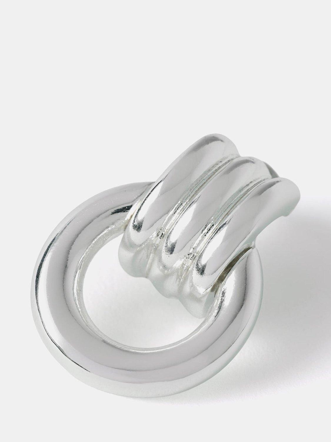 Product image 11 of 11, which shows Mint Velvet Link Hoop Earrings, Silver