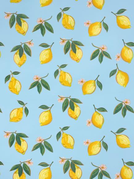 Elizabeth Scarlett Blue Lemons Wrapping Paper, L3m, Multi - view 2, Multi