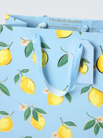 Elizabeth Scarlett Blue Lemons Medium Gift Bag, Multi - view 2, Multi