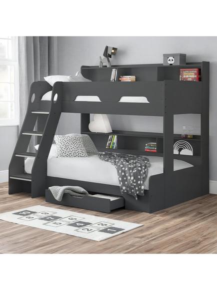Julian Bowen Orion Triple Sleeper Bunk Bed, Grey, Grey
