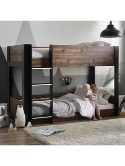 Julian Bowen Solomon Bunk Bed, Rustic/Black, Black