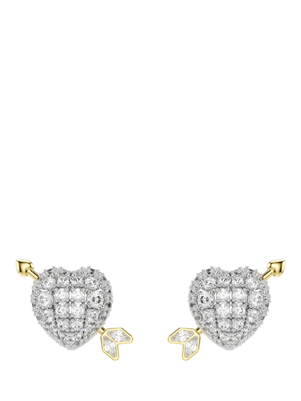 Swarovski Idyllia Crystal Heart with Arrow Stud Earrings, White, White
