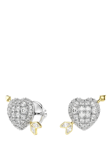 Swarovski Idyllia Crystal Heart with Arrow Stud Earrings, White - view 2, White