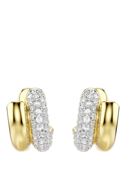 Swarovski Dextera Crystal Hoop Earrings, Gold - view 2, White