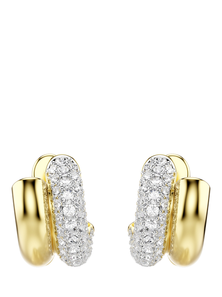 Swarovski Dextera Crystal Hoop Earrings, Gold - view 2, White